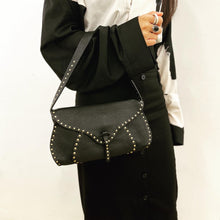 Load image into Gallery viewer, Céline Studded Black Leather Baguette