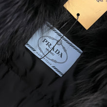 Load image into Gallery viewer, Prada Black Ladies Puffer with Blue Fox Collar