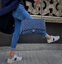 Load image into Gallery viewer, Chanel Navy Classic Flap Jumbo