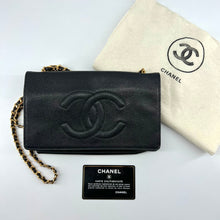 Load image into Gallery viewer, Chanel caviar leather double c logo wallet on chain