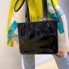 Load image into Gallery viewer, Chanel Black Patent Leather Tote Bag

