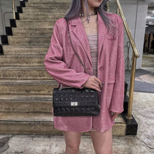 Load image into Gallery viewer, Chanel 2.55 chocolate bar rhinestone shoulder bag TWS