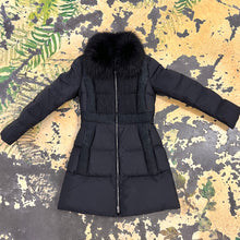 Load image into Gallery viewer, Prada Black Ladies Puffer with Blue Fox Collar
