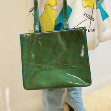 Load image into Gallery viewer, Chanel Green Patent Leather Tote Bag