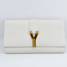Load image into Gallery viewer, Yves Saint Laurent White Textured Leather Y-ligne Clutch