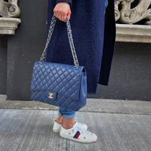 Load image into Gallery viewer, Chanel Navy Classic Flap Jumbo