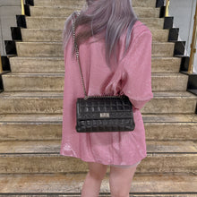 Load image into Gallery viewer, Chanel 2.55 chocolate bar rhinestone shoulder bag TWS