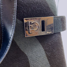 Load image into Gallery viewer, Ferragamo Black and Grey Horsehair Bag