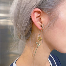 Load image into Gallery viewer, Ambush Rose Charm Safety Pin Mono Earring