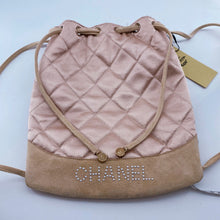 Load image into Gallery viewer, CHANEL Vintage Quilted Satin and Suede Drawstring Backpack