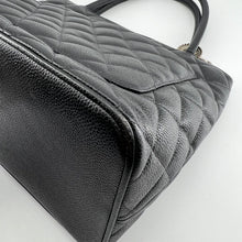 Load image into Gallery viewer, Chanel black quilted caviar leather medallion tote bag