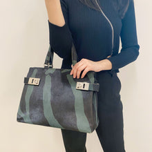 Load image into Gallery viewer, Ferragamo Black and Grey Horsehair Bag