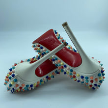 Load image into Gallery viewer, Christian Loubotin multicolor rivet high heels