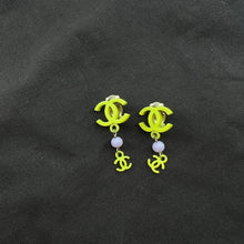Load image into Gallery viewer, Chanel Yellow CC Logo Vintage Earrings