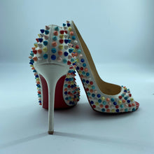 Load image into Gallery viewer, Christian Loubotin multicolor rivet high heels