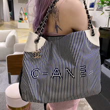 Load image into Gallery viewer, Chanel rialto beach stripe canvas chain bag