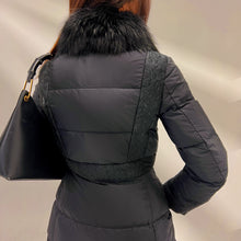 Load image into Gallery viewer, Prada Black Ladies Puffer with Blue Fox Collar