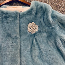 Load image into Gallery viewer, VTO Baby Blue Mink Coat