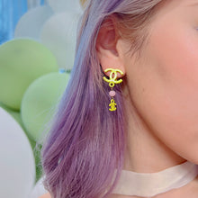 Load image into Gallery viewer, Chanel Yellow CC Logo Vintage Earrings