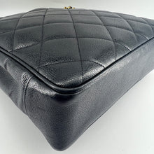 Load image into Gallery viewer, CHANEL CC Black Caviar Quilted Gold Hardware Chain Carryall Shopper Tote Bag
