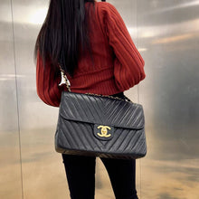 Load image into Gallery viewer, Chanel Black Chevron Shoulder Bag