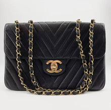 Load image into Gallery viewer, Chanel Black Chevron Shoulder Bag