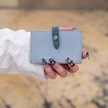 Load image into Gallery viewer, Celine Dusty Blue Grained Leather Accordeon Card Holder