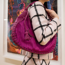 Load image into Gallery viewer, Dior Heart Charm Monogram Braided Fuchsia PinkTWS Canvas Hobo Bag TWS