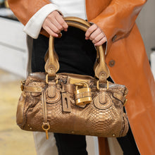 Load image into Gallery viewer, Chloé Paddington Hobo Snake Metallic Bronze Brown Gold Python Skin Leather Shoulder Bag