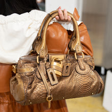 Load image into Gallery viewer, Chloé Paddington Hobo Snake Metallic Bronze Brown Gold Python Skin Leather Shoulder Bag