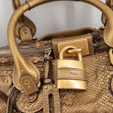 Load image into Gallery viewer, Chloé Paddington Hobo Snake Metallic Bronze Brown Gold Python Skin Leather Shoulder Bag