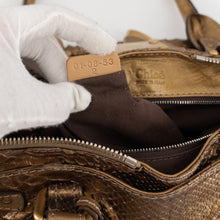 Load image into Gallery viewer, Chloé Paddington Hobo Snake Metallic Bronze Brown Gold Python Skin Leather Shoulder Bag