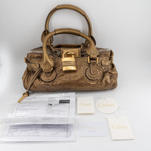 Load image into Gallery viewer, Chloé Paddington Hobo Snake Metallic Bronze Brown Gold Python Skin Leather Shoulder Bag