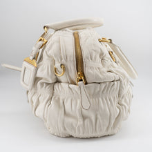 Load image into Gallery viewer, Prada Taupe Gaufre Pleated Two-Way Satchel Tote Bag TWS