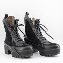 Load image into Gallery viewer, Louis Vuitton Black Suede combat boots