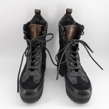 Load image into Gallery viewer, Louis Vuitton Black Suede combat boots