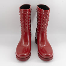 Load image into Gallery viewer, Valentino Red Rubber Studded Accents Rain Boots