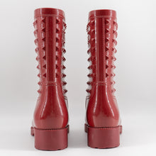 Load image into Gallery viewer, Valentino Red Rubber Studded Accents Rain Boots