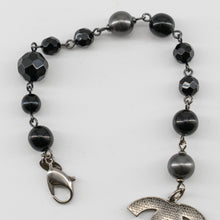 Load image into Gallery viewer, Chanel Black and Silver CC bead bracelet and single earring