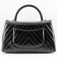 Load image into Gallery viewer, Chanel Black Chevron Quilted Calfskin Leather and Lizard Coco Handle Bag