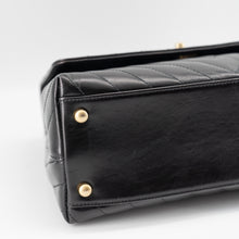 Load image into Gallery viewer, Chanel Black Chevron Quilted Calfskin Leather and Lizard Coco Handle Bag