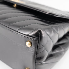 Load image into Gallery viewer, Chanel Black Chevron Quilted Calfskin Leather and Lizard Coco Handle Bag