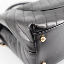 Load image into Gallery viewer, Chanel Black Chevron Quilted Calfskin Leather and Lizard Coco Handle Bag