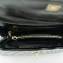 Load image into Gallery viewer, Chanel Black Chevron Quilted Calfskin Leather and Lizard Coco Handle Bag
