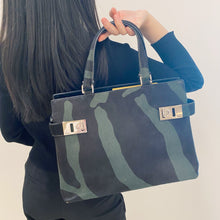 Load image into Gallery viewer, Ferragamo Black and Grey Horsehair Bag