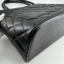 Load image into Gallery viewer, Chanel black quilted caviar leather medallion tote bag