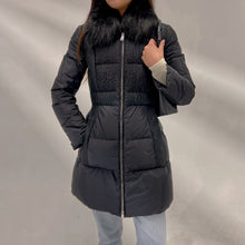 Load image into Gallery viewer, Prada Black Ladies Puffer with Blue Fox Collar