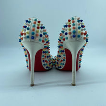 Load image into Gallery viewer, Christian Loubotin multicolor rivet high heels