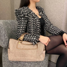 Load image into Gallery viewer, Celine Suede Arc de Triomphe Dark Flower Tote Bag