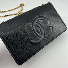 Load image into Gallery viewer, Chanel caviar leather double c logo wallet on chain